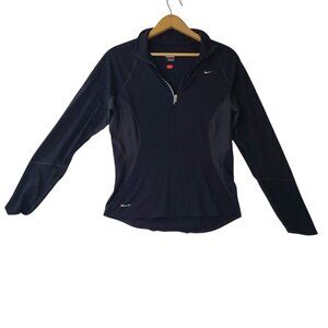 Nike Womens Black Long Sleeve Half-Zip Athletic Top Size S 4-6